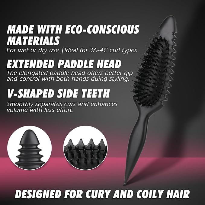 Candy Brush Curl Defining Hair Brush for Effortlessly Detangling Shaping and Styling Curls, Curl Brushes with EdgeLift for All Wet or Dry Hair Types for Women and Girl, Reduce Pulling and Frizzing