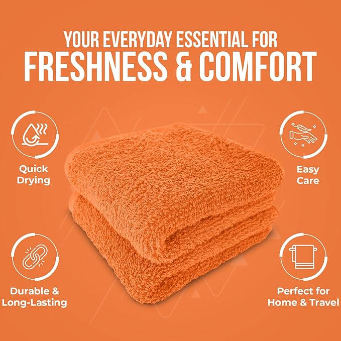 DAN RIVER 10 Pack Wash Cloths for Showering [11x11] - 100% Cotton Washcloths Premium Quality Flannel Face Cloths for Bathroom, Highly Absorbent and Soft Feel Wash Clothes, Assortment 6