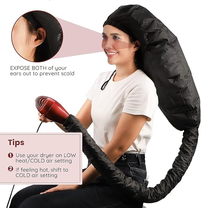 Net Plopping Cap for Drying Curly Hair, Adjustable Net Plopping Cap for Drying Curly Hair with Drawstring, Hair Dryer Bonnet, Plopping Cap Curly Hair for Women (Black 1)