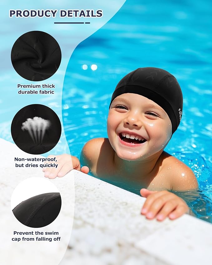 Firesara Fishtail Fabric Swim Cap for Men Women, Breathable High Elasticity Swimming Cap Hair Protection Quick Dry Soft for Long Hair Short Hair, Kids Boys and Girls