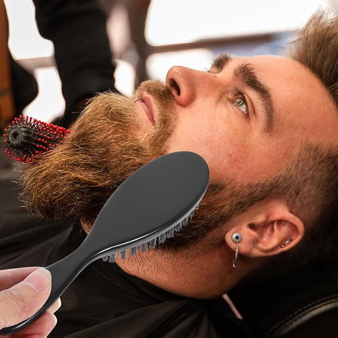 MERRYHAPY 4pcs Men Beard Brush Grooming Shaping Tool with Soft Bristles for Comfortable Cleaning Design for Barber Shop and Personal Care