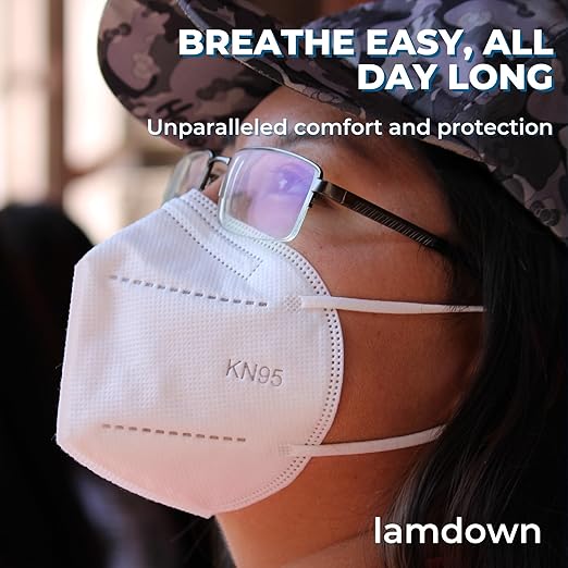 (50-Pack) KN95 Face Masks, Individually Wrapped, Premium Disposable Dust Mask, White