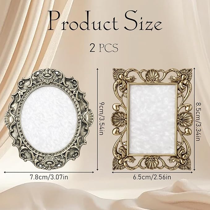 Nail Art Palette with Golden Edge, 2 PCS Nail Polish Palette with Retro Border Cosmetic Mixing Tools, Nails Holder Display Board Nail-Pallet for Nail-Art DIY Nails Gel Makeup Color Mixing