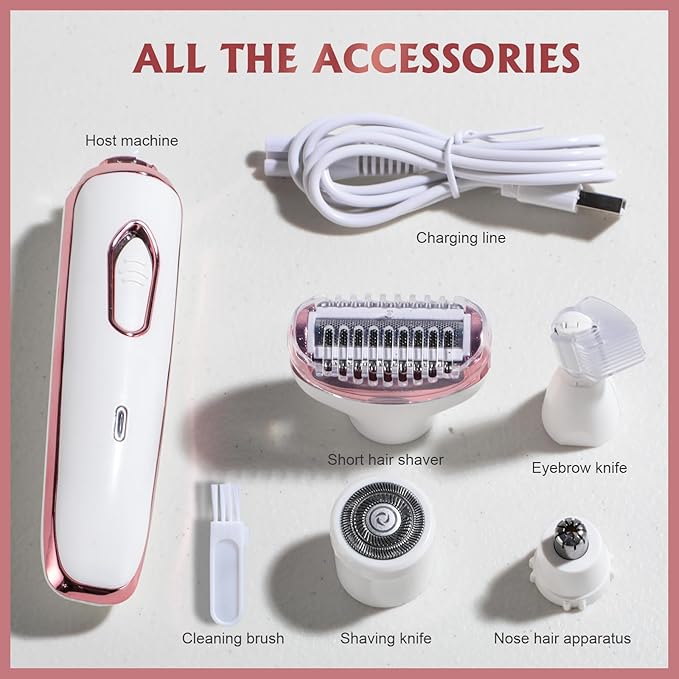 Oneleaf Electric Body Hair Trimmer for Men & Women – Waterproof, Cordless, Low Noise, Rechargeable – 3 Replacement Blades – Painless Shaving for Beard, Bikini, Chest, Legs & More
