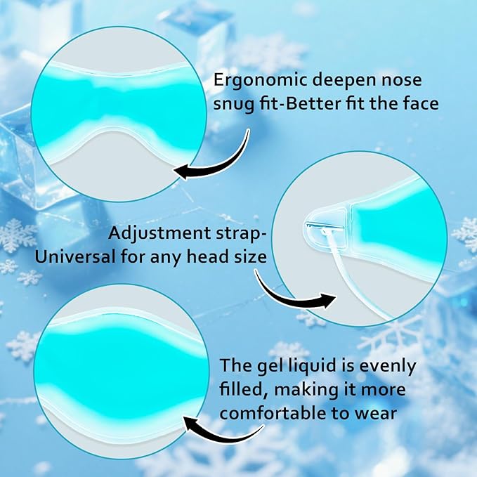2 PCS Cooling Eye Mask, Reusable Cold Eye Mask for Hot Cold Treatment for Eye Strain, Eye Swelling, Eye Redness, Puffy Eyes, Dark Circles, Smooth Fine Lines, and Eye Recover Surgery.