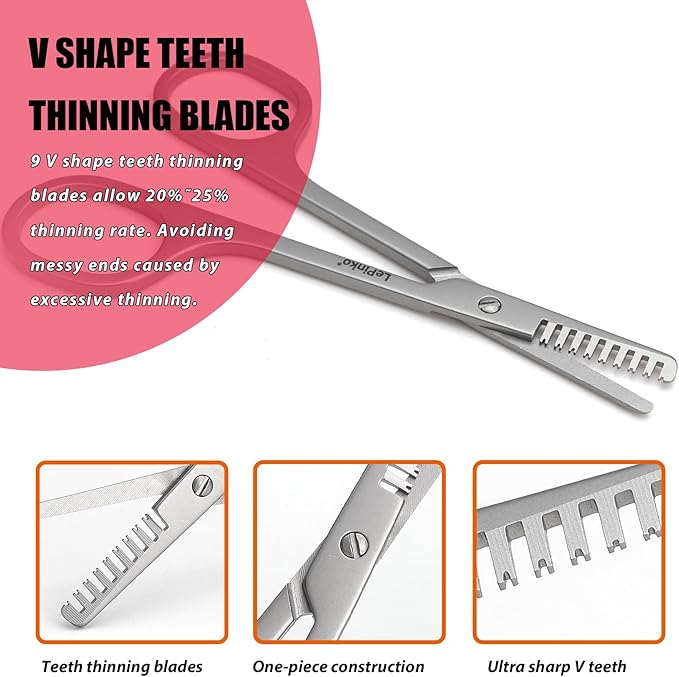 Facial Hair Thinning Scissors, V Teeth Hair Thinning Scissors For Beard Mustache Bangs, Gifts for Men Women Stocking Stuffers, Stainless Steel Gray