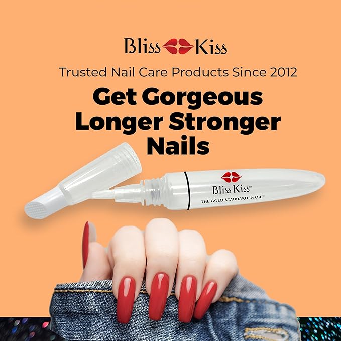 Bliss Kiss Refillable Cuticle Oil Pen for Nails - Empty 8 ml Squeeze Nail Oil Pen with brush applicator from 2-Pack