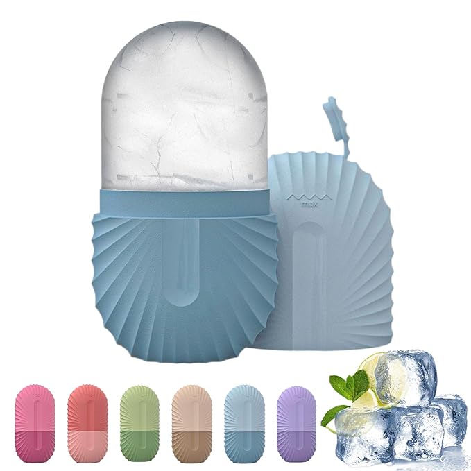 Ice Roller For Face And Eye, Reusable Ice Face Roller, Facial IceRoller, IceGlobes For Faces, Silicone Massage IceMold, IceRoller Skin Care Tool, Massage Facial Ices Tray For Women Girl (blue)