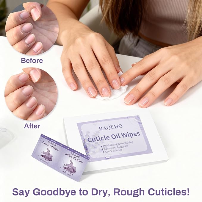 100pcs Cuticle Oil for Nails - Lavender Nails Oil Wipes Travel Size Cuticle Oil Aceite Para Cuticula for Weak, Dry, Damaged Nail, Hand Care Products, Technician Essentials, Sensitive Skin