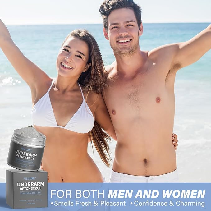 Charcoal Underarm Detox Scrub for Armpit Detox Odor Control & Dark Armpits Spots Remover, Brightening Underarms Bikini Area Inner Thighs & Exfoliating Bumps, Natural Deodorant Scrub for Women & Men