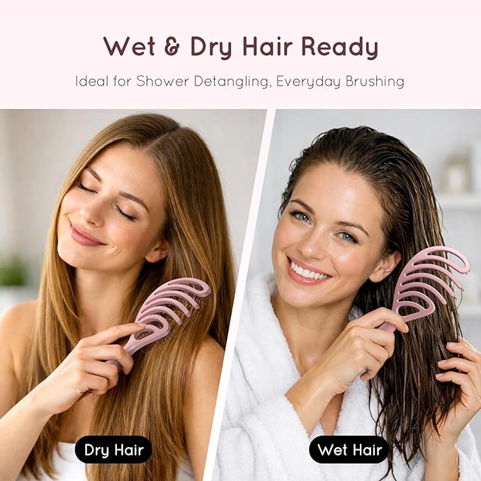 Detangling Brush, Vented Detangler Hair Brush for Fine, straight, long, Wet or Dry Hair with Smooth Bristles, Gentle on Scalp for Men, Women & Kids (Pink)