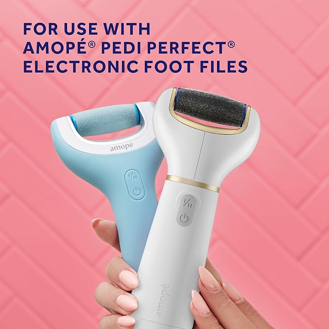 Amope Pedi Perfect Electric Callus Remover Foot File Roller Head Refills, with Diamond Crystals, Removes Hard & Dead Skin, Mixed Pack for Hard Skin, 1 Regular Coarse & 1 Ultra Coarse Refill – 2 Count