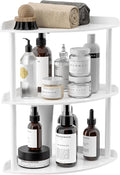 3 Tier Acrylic Corner Shelf Organizer Storage 9.5x9.5x15.7 Inch, White Countertop Corner Shelf for Bathroom, Kitchen, Bedroom, Office, Study Room