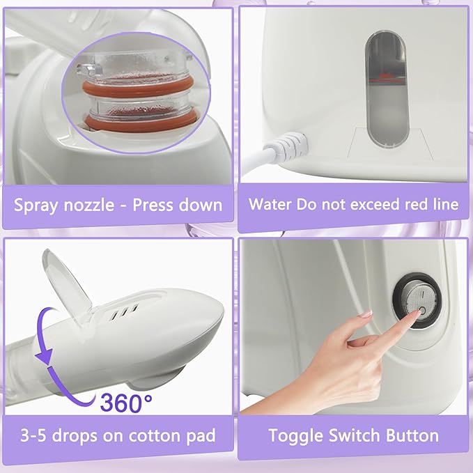 LIXESZT Facial Steamer Professional for Deep Cleansing with Extendable 360° Swivel Arm，Nano Constant Temperature Mist for Home Facial Spa-Sinuses Sinus Care, 4Pcs Stainless Steel Skin Care Kit