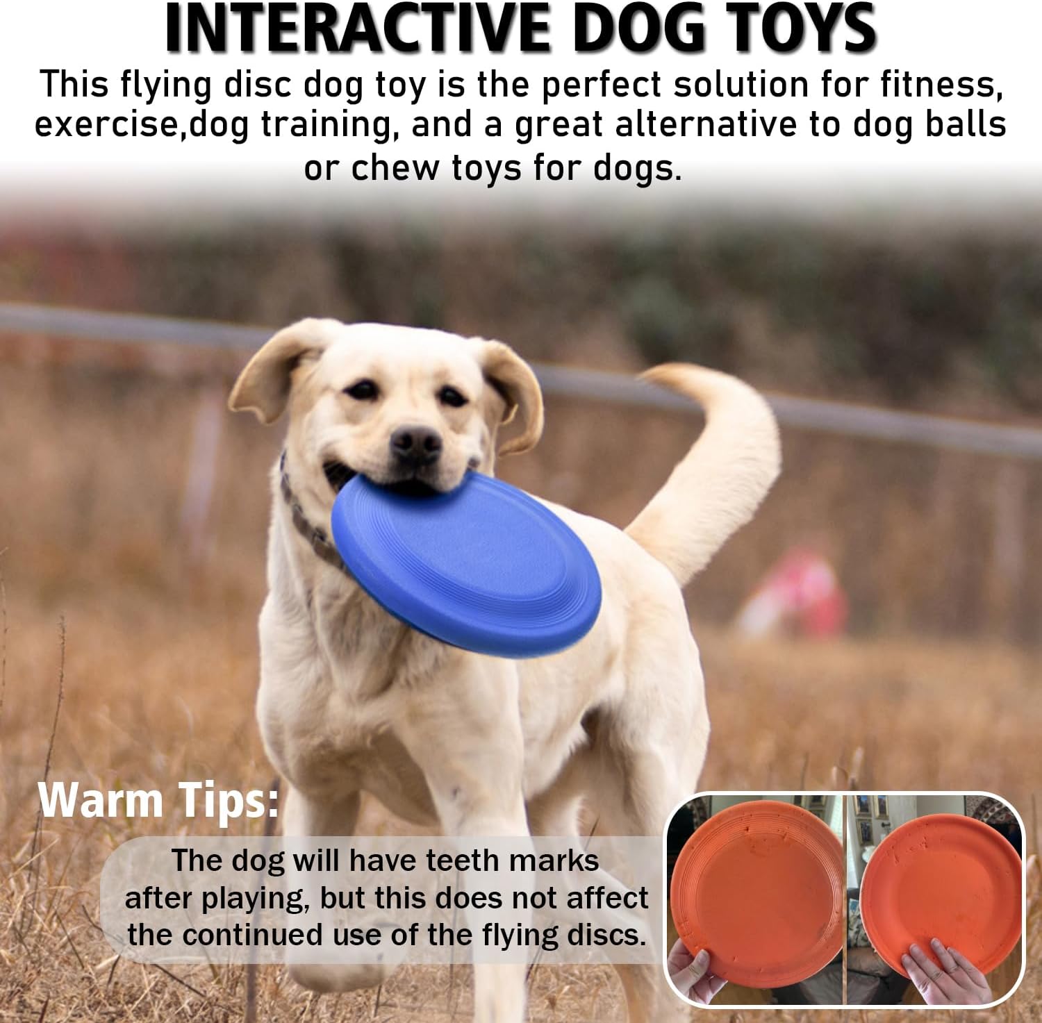 Dog Flying Disc - Durable Rubber Flying Disc Dog Toy - 9.25" Indestructible Rubber Dog Flying Discs Flyer Dog Toys - Puncture Resistant & Bite Resistant Extremely - for Medium Large Dogs
