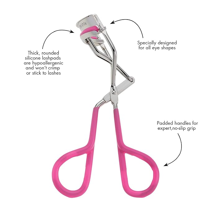 Tweezerman Neon Pink Comfort Grip Eyelash Curler - Makeup Eyelash Tool for All Eye Shapes