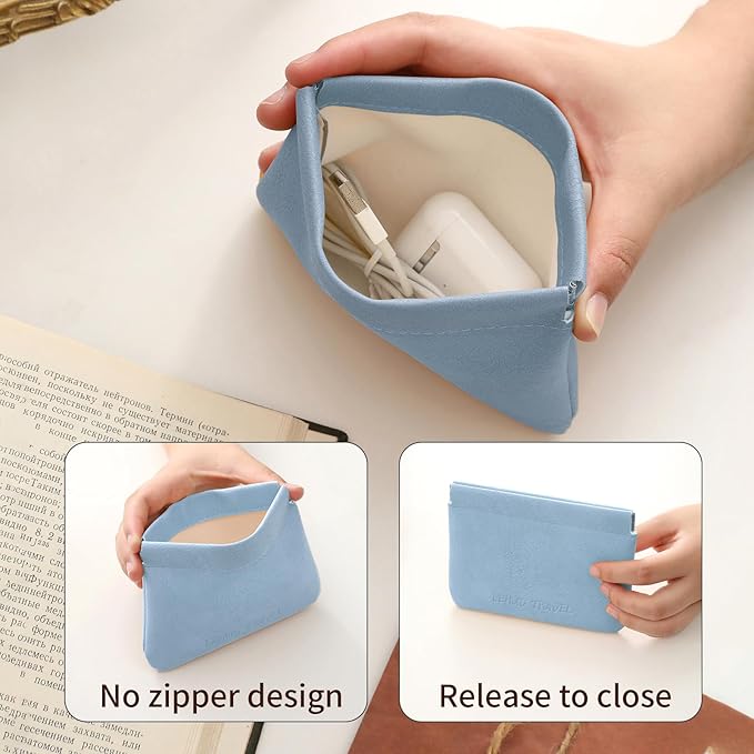 RIGHT AWAY 2 PCS Small Makeup Bag for Purse,Mini Cosmetic Organizer Make Up Bag for Women,Squeeze Coin Purse Pouch,Portable Tiny Makeup Pouches for Cosmetic Accessories,Lipstick, Jewelry, Card, Coins