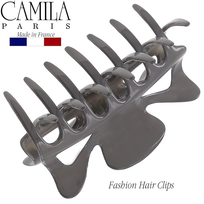 Camila Paris CP3508 French Hair Clip for Women, 3.5 inch Gray for Thick Volume Hair, Girls Hair Claw Clips Jaw, Durable Styling Hair Accessories for Women, Strong Hold No Slip Grip, Made in France
