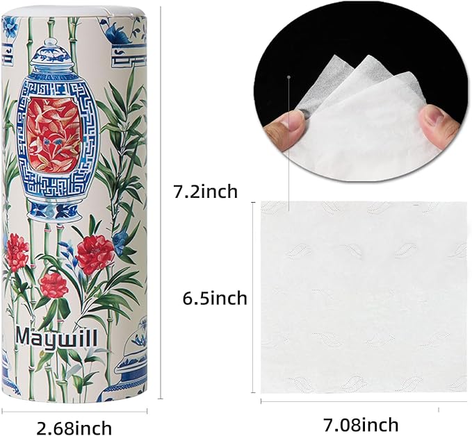 Car Tissue Holder,Tissue Box, Car Tissues Cylinder with Cap, Car Tissues Holder, Car Tissues Holder Round Container(4pk/200 Sheets)