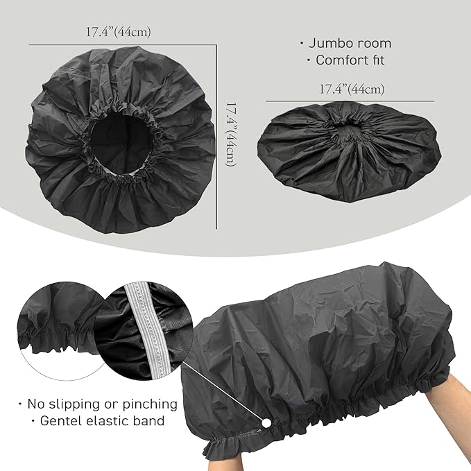 DONNA Super Jumbo Shower Cap – Comfortable Elastic Band, 100% Waterproof Hair Cap for Long Hair, Braids & Thick Styles, Reusable Big Shower Cap for Women, Keeps Hair Dry & Protected, NAVY