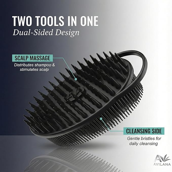 Avilana Premium Scalp Massager Shampoo Brush - Trusted Since 2017 - SGS Certified Silicone Scrubber, Soft Bristles All Hair Types, Gentle Scalp Exfoliation Hair Care Women Men Color Treated