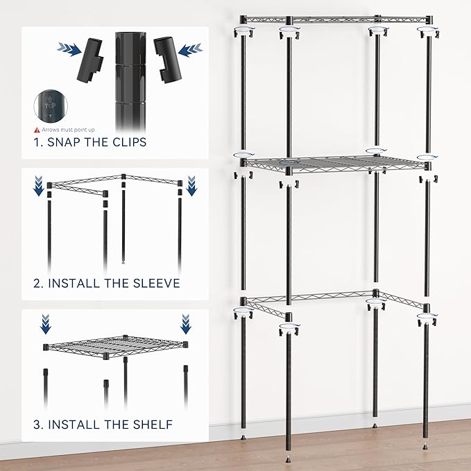 2-Tier Mini Fridge and Microwave Storage Shelf,Adjustable Height Metal Small Refrigerator Stand,110 lbs Capacity per Shelf, Max 220 lbs Total for Kitchen, Office, and Dorms,24" L x 18" D x 52" H