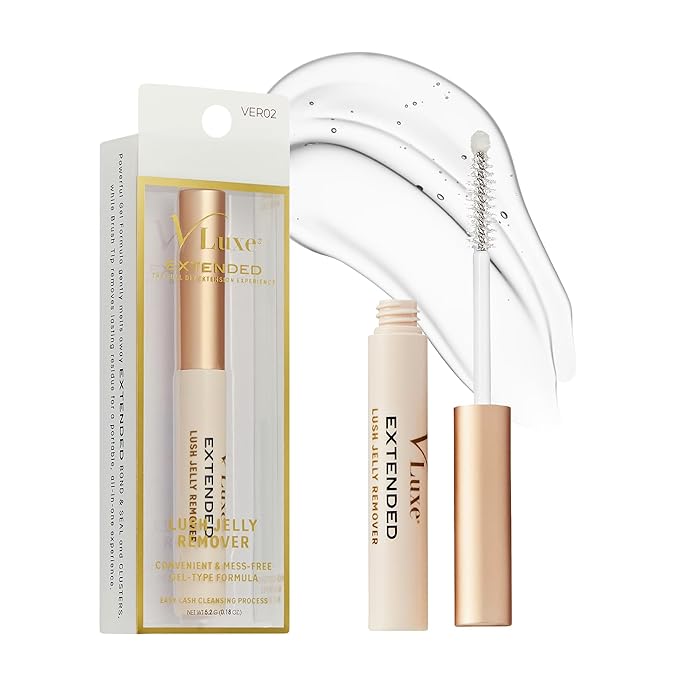 VLuxe Lush Jelly Lash Remover for Eyelash Extensions, Clusters, Individual False Lash, Mess-Free Gel Formula Removes Bond & Seal, Lash Glue & Adhesive, Mascara Brush For Easy Removal With No Wipes