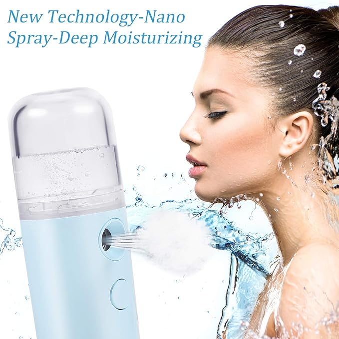 Mudder 8 Pieces Nano Facial Mister Face Sprayer Portable Handheld Humidifier Atomization USB Rechargeable 30 ml Face Steamer for Skin Care Eyelash Extensions Daily Makeup