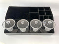 Vtopmart 5 PCS Bathroom Countertop Organizer, 1 Divided Tray with 4 Qtip Holder Jars, Restroom Clear Organizers for Toothbrush, Cotton Pads Balls, Floss, Bathroom Vanity Accessories Storage Set, Black