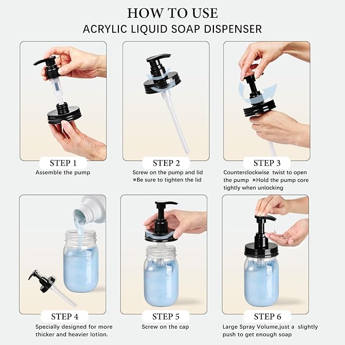 Amolliar 16 Oz Plastic Soap Dispenser, Refillable Hand Dish Soap Dispenser - Vintage Rose Bottle with Black Pump Lids, for Farmhouse Bathroom Kitchen, Includes 2 Extra Pump & Waterproof Label (2 Pack)