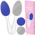 Foot File, Nano Glass Foot File Callus Remover with Handle, 2-in-1 Foot Scrubber Dead Skin Remover, Gentle Exfoliation Foot Buffer Pedicure Tools for Feet-Blue