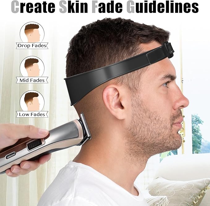 Neckline Shaving Template and Adjustable Hair Trimming Guide,DIY Self Haircutting System, Shaving and Keeping a Clean and Straight Neck Hairline,Easy Use Tool Soft Portable (Black)