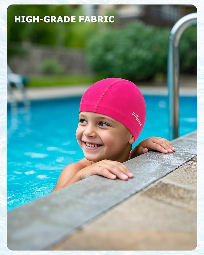 Firesara Fishtail Fabric Swim Cap for Men Women, Breathable High Elasticity Swimming Cap Hair Protection Quick Dry Soft for Long Hair Short Hair, Kids Boys and Girls