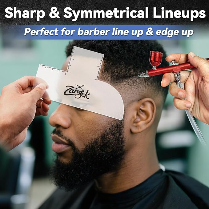 Barber Enhancement Card – Hairline & Beard Shaping Tool for Barbers – Reusable Matte Translucent Lineup Tool with Measurement Indicators, Works with Spray & Pencil (White Translucent)