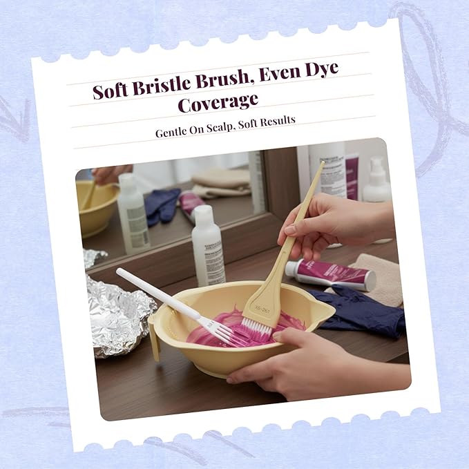 Hair Dye Coloring Set Color Mixing Tool Professional Hair Coloring Bowl Soft Bristle Brush, Yellow