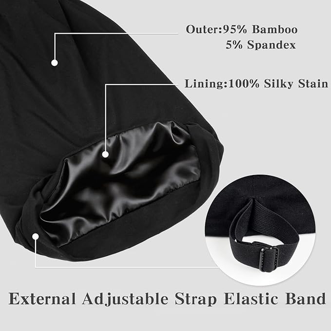 Long Silk Satin Bonnet for Braids, XL Dreadlocks for Curly Frizzy Hair Sleeping, Large for Black Women Men