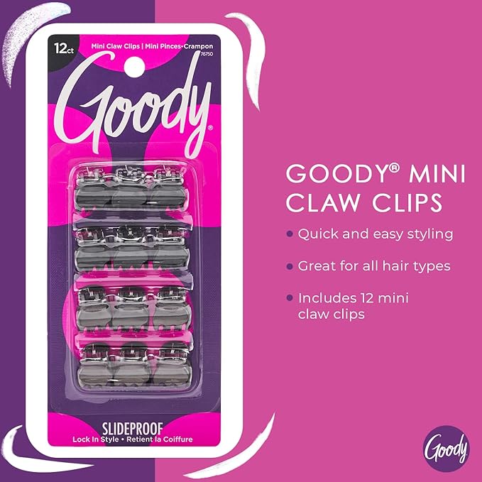 Goody Mini Claw Clips, Colour Collection , Brunette - Great for Easily Pulling Up Your Hair - Pain-Free Hair Accessories for Women, Men, Boys & Girls 12 Count (Pack of 1)