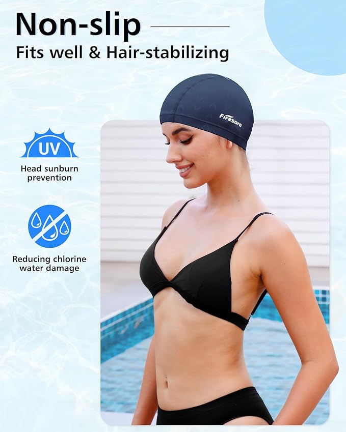Firesara Fishtail Fabric Swim Cap for Men Women, Breathable High Elasticity Swimming Cap Hair Protection Quick Dry Soft for Long Hair Short Hair, Kids Boys and Girls