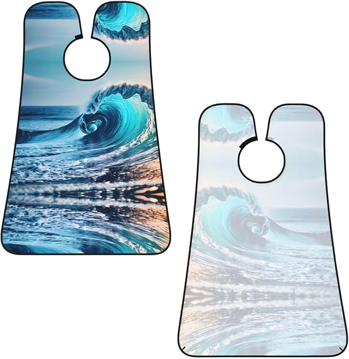 Ocean Sea Wave Print Beard Bib Apron For Men, Beard Hair Catcher For Men Shaving Trimming,Beard Cape Cloth