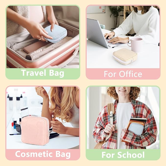 Desing Wish Cloud Pattern Period Bag for Teen Girls, Padding Sanitary Napkin Storage Bag Menstrual Pad Period Pouch Tampon Holder for Purse (Pink)