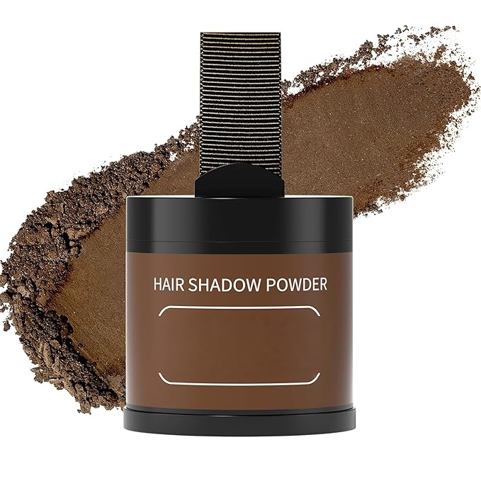 gowwim Root Touch up Powder, Instantly Gray Hair Cover up Hairline Powder for Women & Men Waterproof and Sweatproof Root Cover Up Long-Lasting for Thinning & Loss Hair (Medium Brown, 10g)