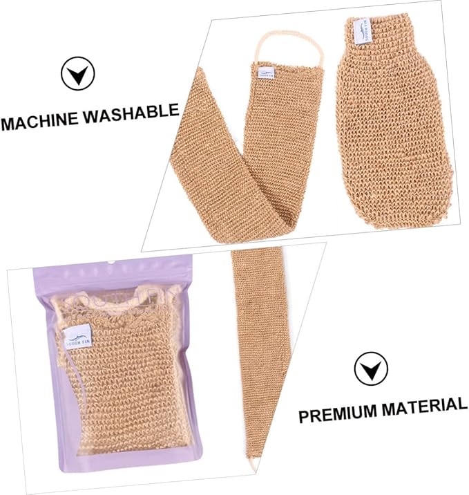 Happyyami 2pcs Back Scrubber Strap Ramie Jute Bath Exfoliator Wash Towel for Shower Gentle Skin-Friendly Design for Daily Use for Home Travel