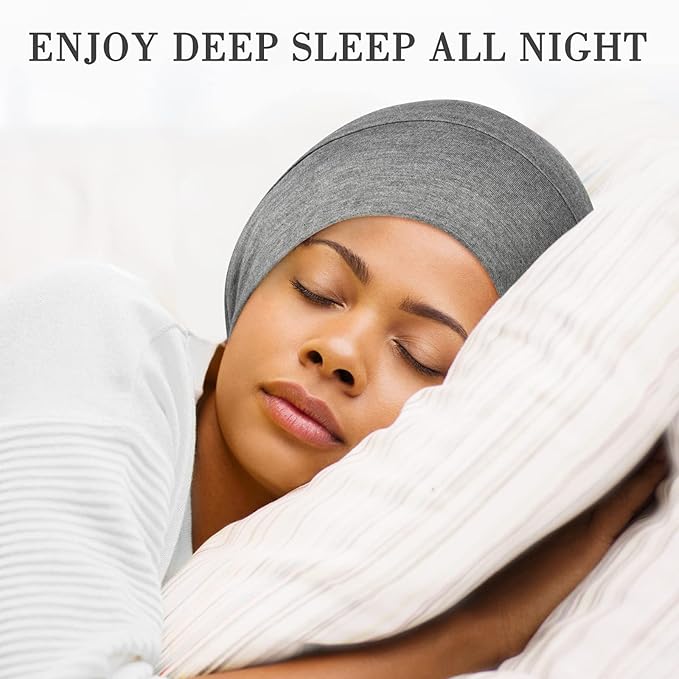 Fittia Satin Hair Bonnet for Sleeping, Silky No Frizzy for Curls Care, Adjustable Strap for Non-Slip, Dreadlocks Cap for Women&Men Light Grey