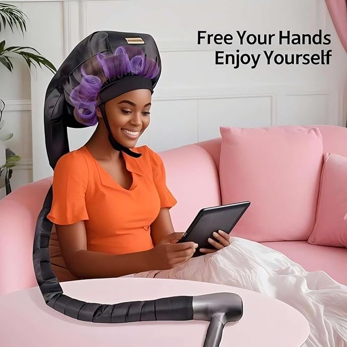 Hair Roller-Specific Heating Bonnet,Shorten Heatless Rods Rollers Curling Time,Styling Hairs at Home&Helps Curls Stay Longer,Frizz Control, Lightweight & Portable for Travel(Rollers Not Included)