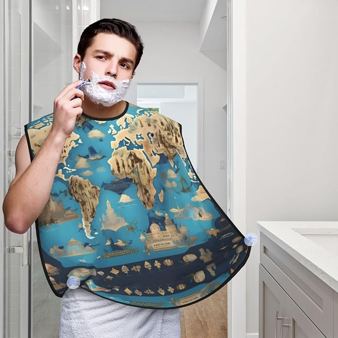 Yellow Flowers Butterflies Print Beard Bib Shaving Apron, Beard Hair Trimming Cape Gift For Dad