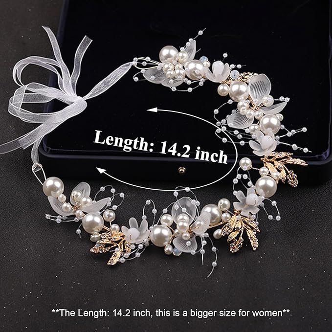 Wedding Hair Accessories for Kids, Flower Girl Accessory, Princess Headpiece White Headband Pearl and Girls Cute Bridal Band, Women's Fashion Headbands, Flower Pearl Gold