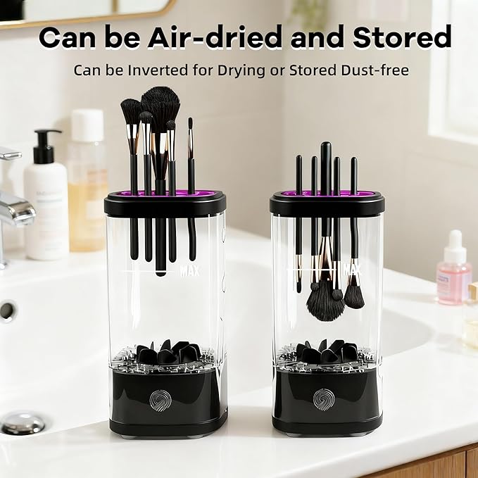 3 IN 1 Electric Makeup Brush Cleaner Machine, Portable Automatic USB Cosmetic Brush Cleaner Dryer for All Size Beauty Makeup Brushes Set, Foundation brush, Contour, Eyeshadow, Blush Brushes