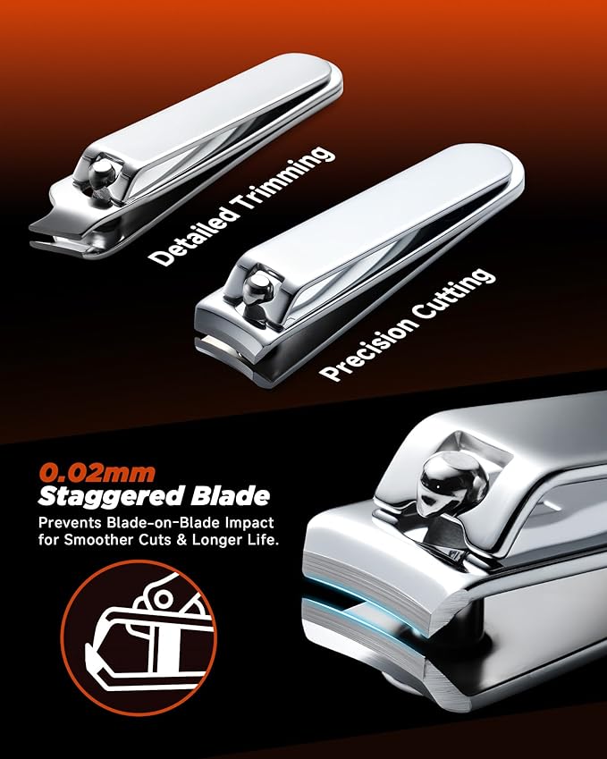 Portable Nail Clipper Set, 7-in-1 Stainless Steel Manicure Kit for Men Travel Grooming Kit with Compact Case, Premium Men's Nail Care Set
