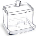 10oz Clear Acrylic Small Qtip Holder,Swab Dispenser Cotton Ball Jars Bathroom Organizer with Lid