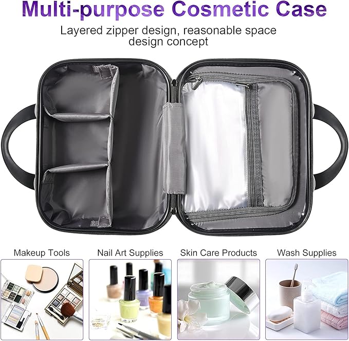14-Inch Makeup Train Case Hardshell PC+ABS Travel Cosmetic Organizer, Makeup Storage Box for Toiletry Durable Portable Gifts for Women.